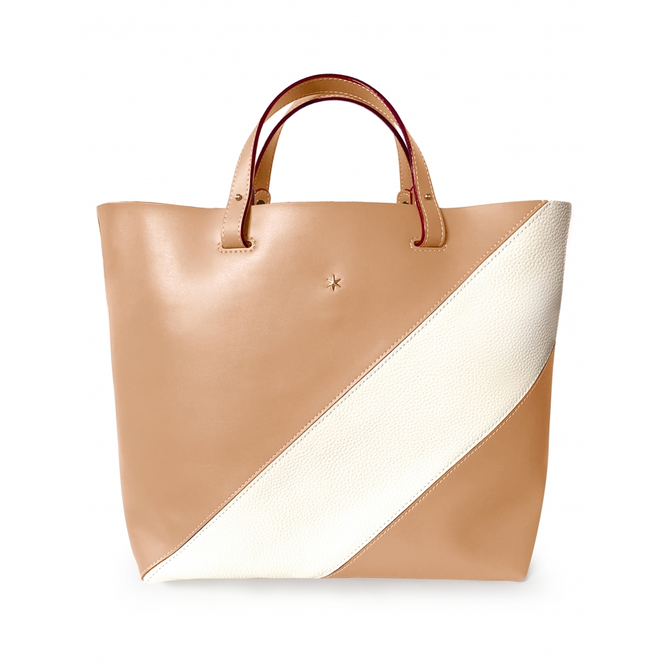 'Batignolles Duo' Sac Cabas Cuir Nappa Dijon et Or