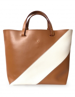 'Batignolles Duo' Sac Cabas Cuir Nappa Cognac et Or