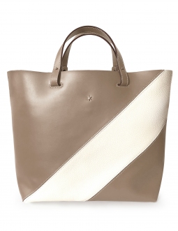 'Batignolles Duo' Sac Cabas Cuir Nappa Taupe et Or