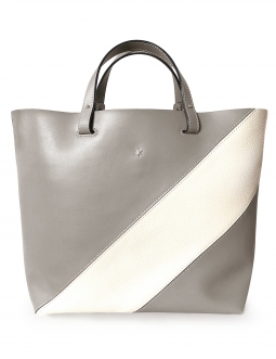 'Batignolles Duo' Sac Cabas Cuir Nappa Beige Grisé et Or