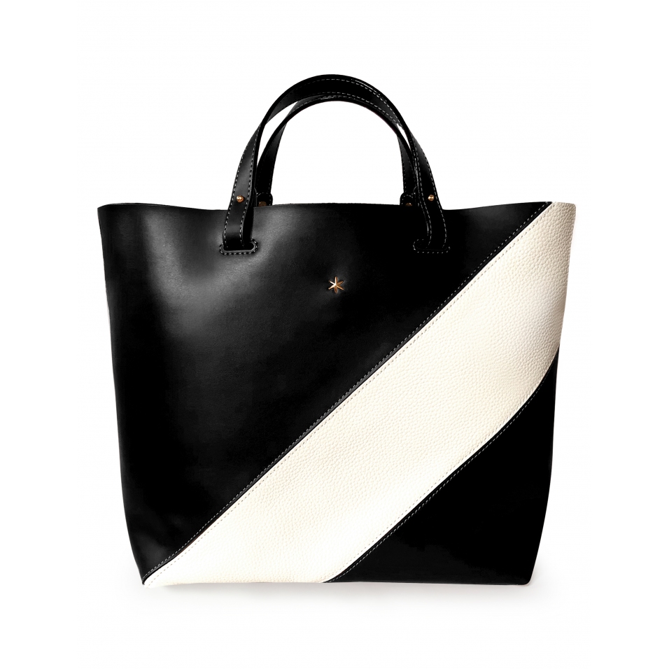 'Batignolles Duo' Sac Cabas Cuir Nappa Ébène et Or