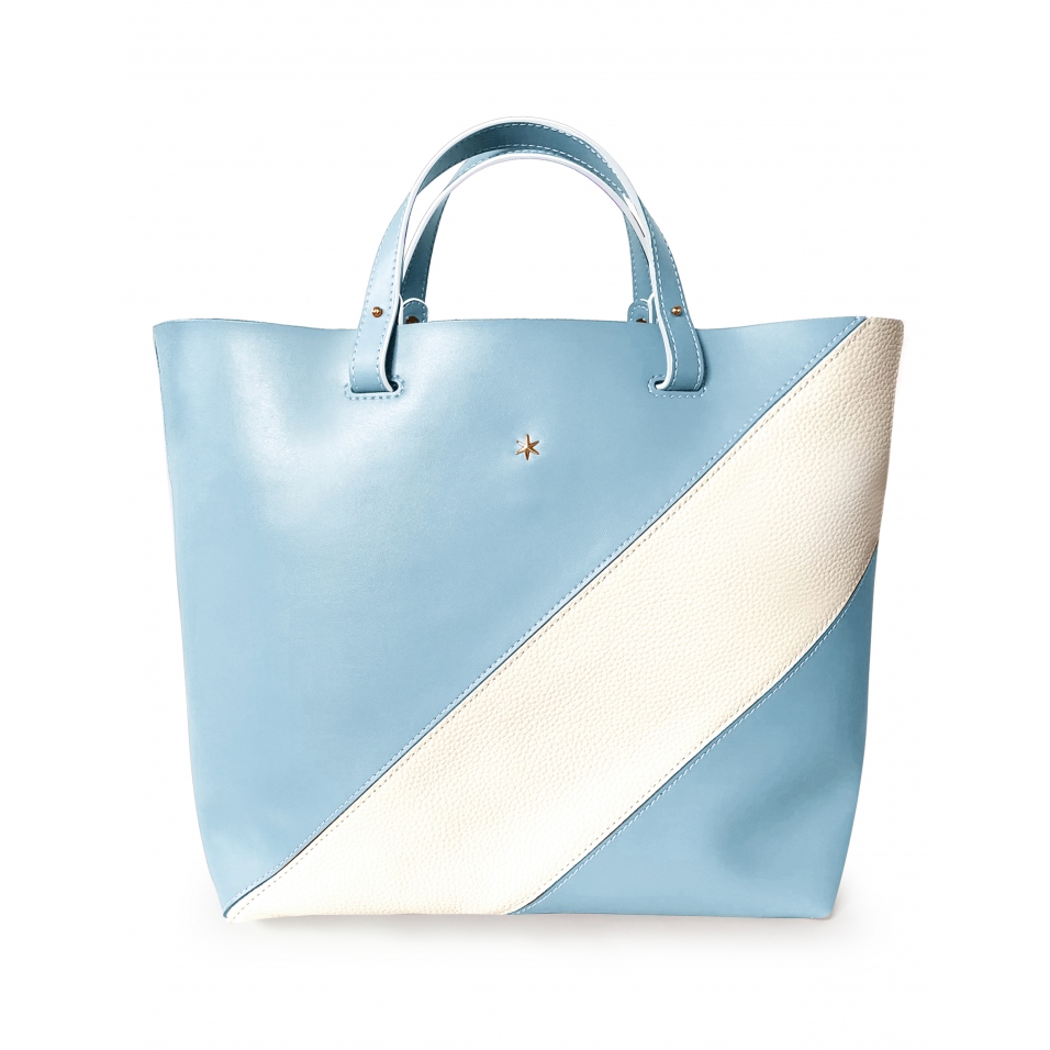 'Batignolles Duo' Sac Cabas Cuir Nappa Azur et Or
