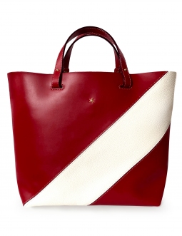 'Batignolles Duo' Sac Cabas Cuir Nappa Bordeaux et Or