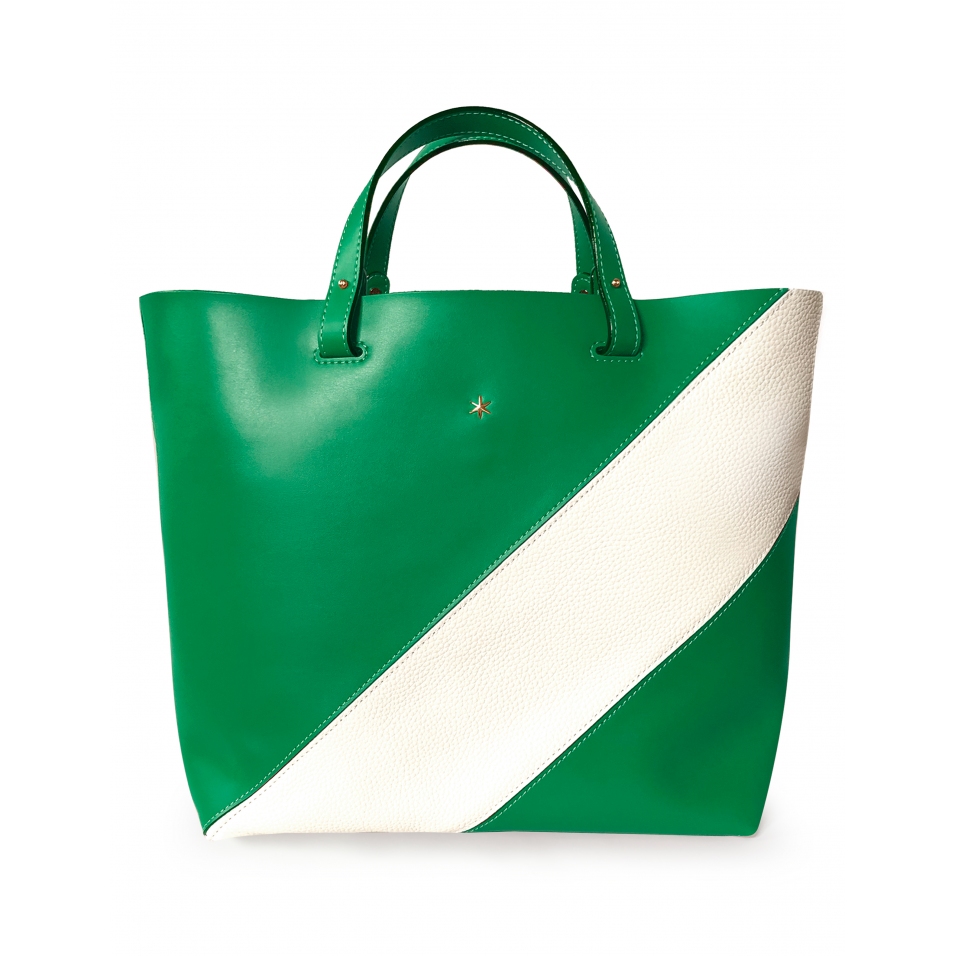 'Batignolles Duo' Sac Cabas Cuir Nappa Lagon et Or