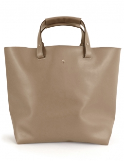 'Batignolles' Sac Cabas Cuir Nappa Taupe et Argent