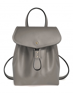 'Fontainebleau' Leather Backpack Light grey & gold