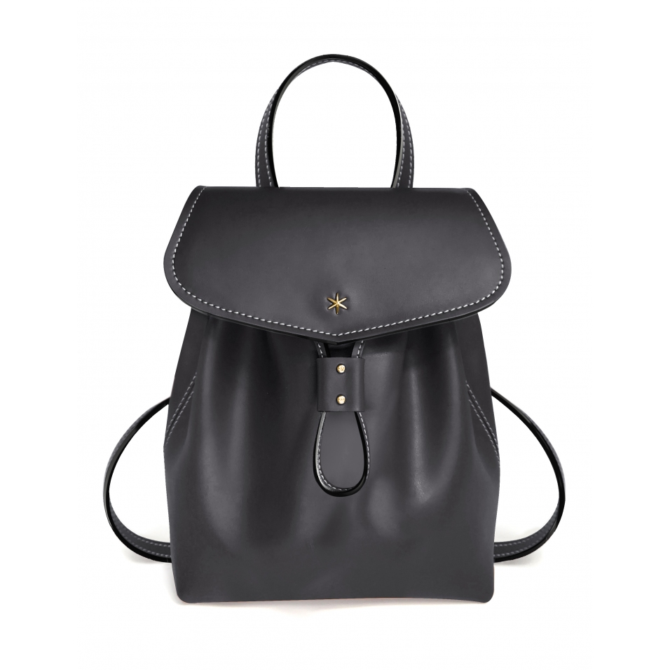 'Fontainebleau' Sac à dos Cuir Volcan & Or