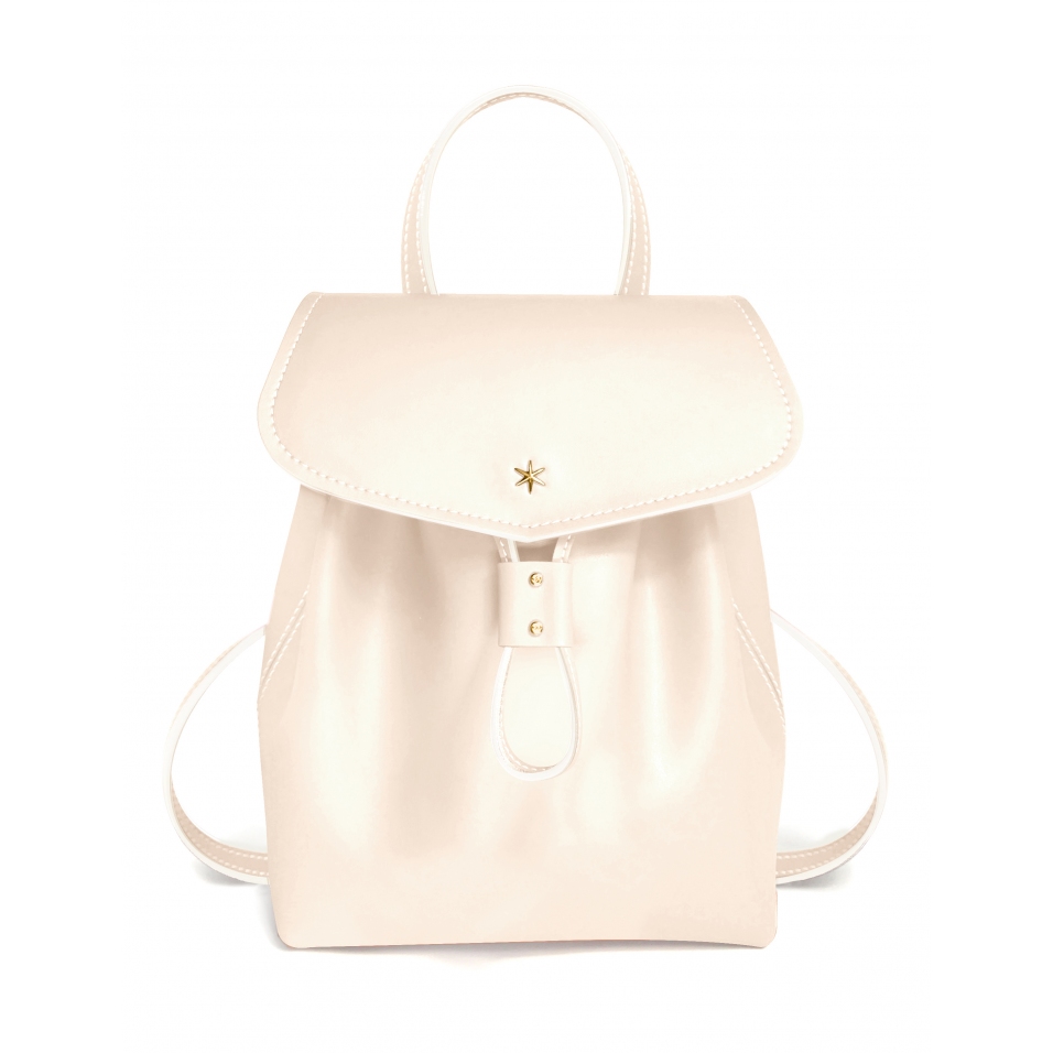 'Fontainebleau' Sac à dos Cuir Crème & Or