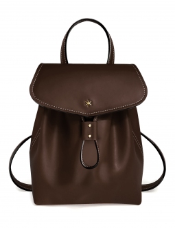 'Fontainebleau' Sac à dos Cuir Chocolat & Or