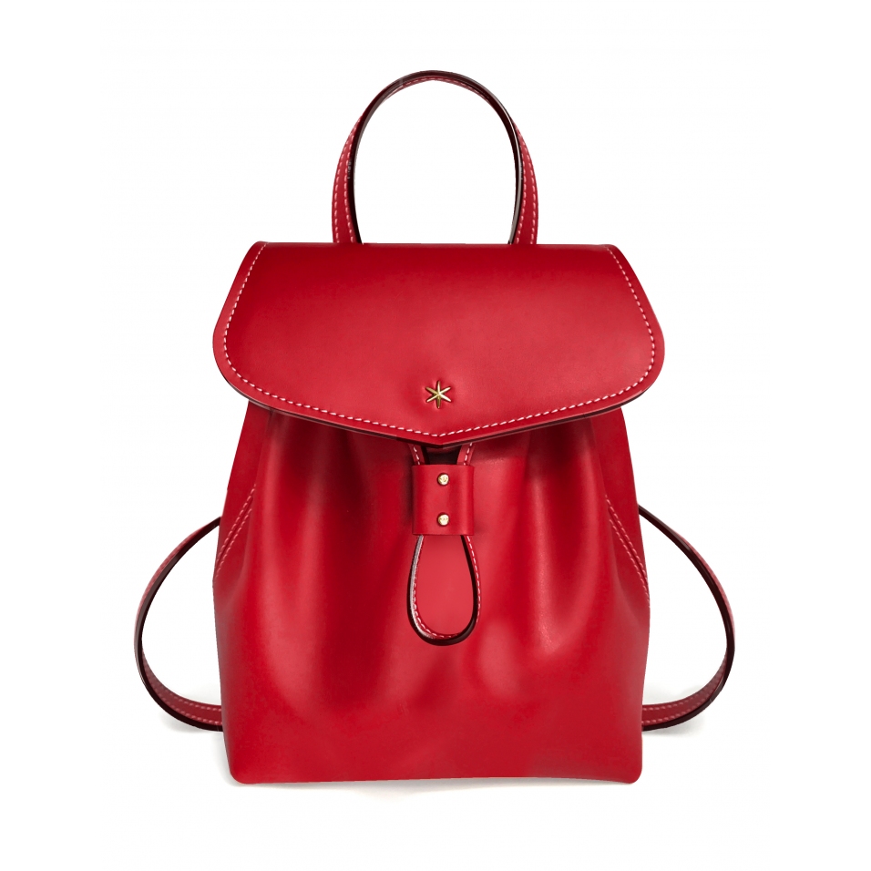'Fontainebleau' Sac à dos Cuir Bordeaux & Or