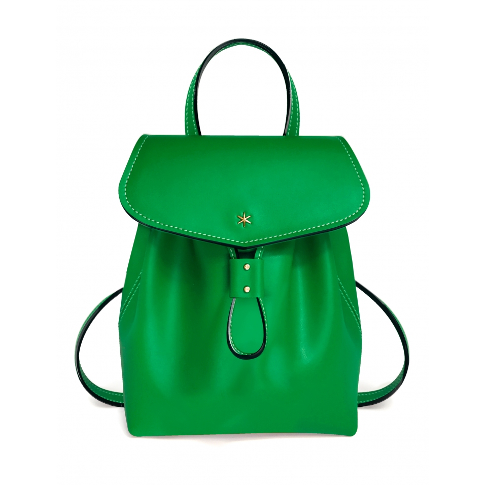 'Fontainebleau' Sac à dos Cuir Lagon & Or