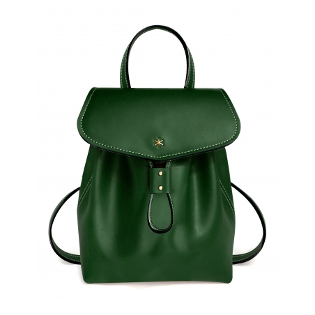 'Fontainebleau' Leather Backpack Dark green & Gold