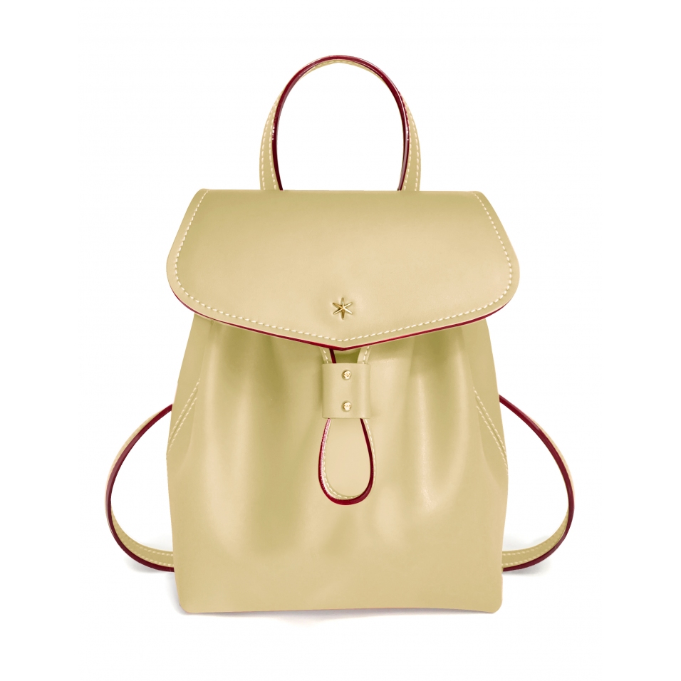 'Fontainebleau' Leather Backpack Anis & Gold
