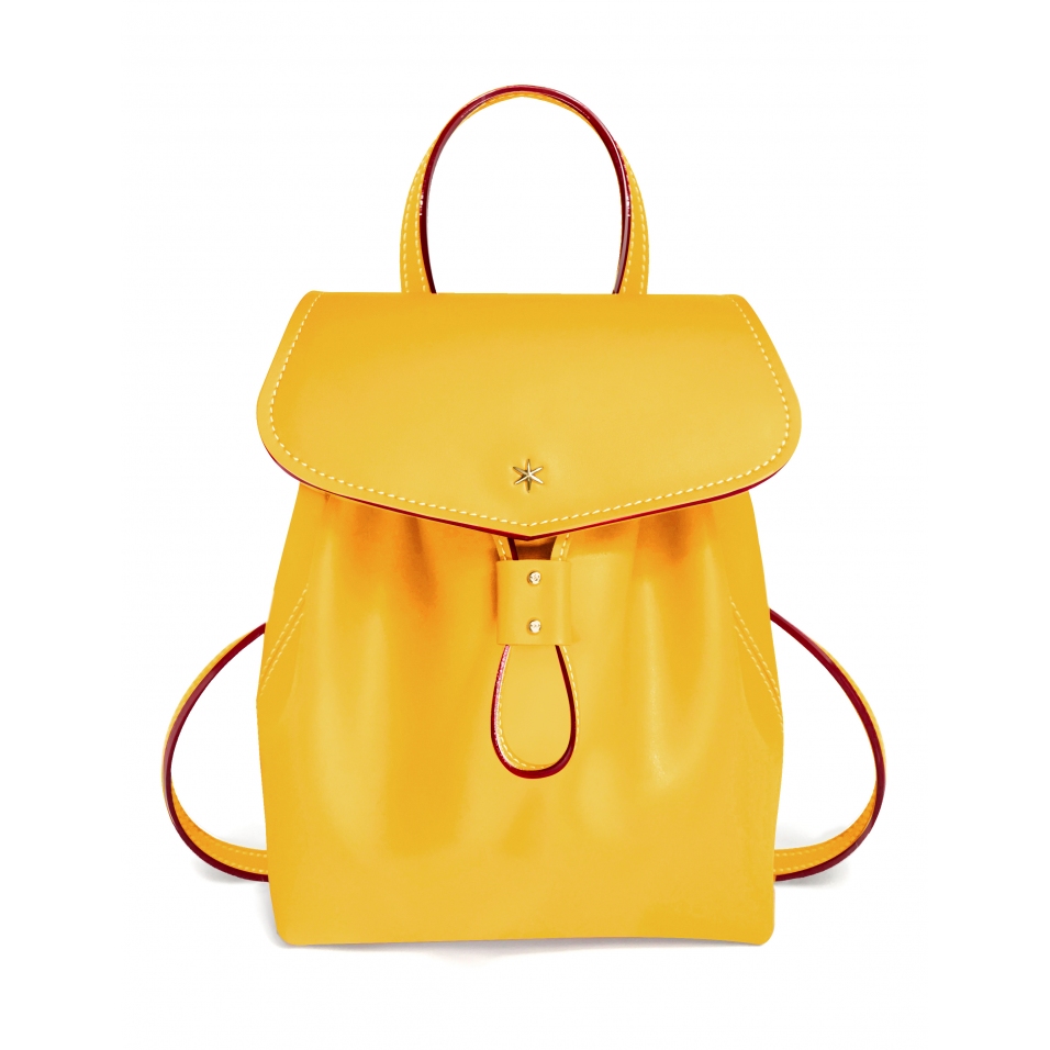 'Fontainebleau' Sac à dos Cuir Miel & Or