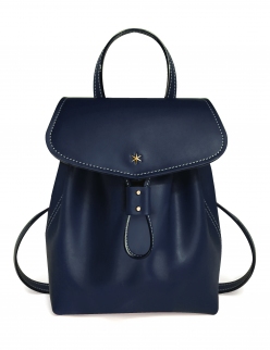 'Fontainebleau' Sac à dos Cuir Bleu Nuit & Or