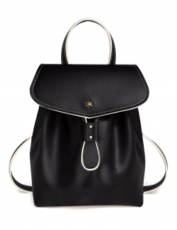 'Fontainebleau' Leather Backpack Black, cream & Gold