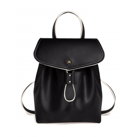 'Fontainebleau' Leather Backpack Black, cream & Gold