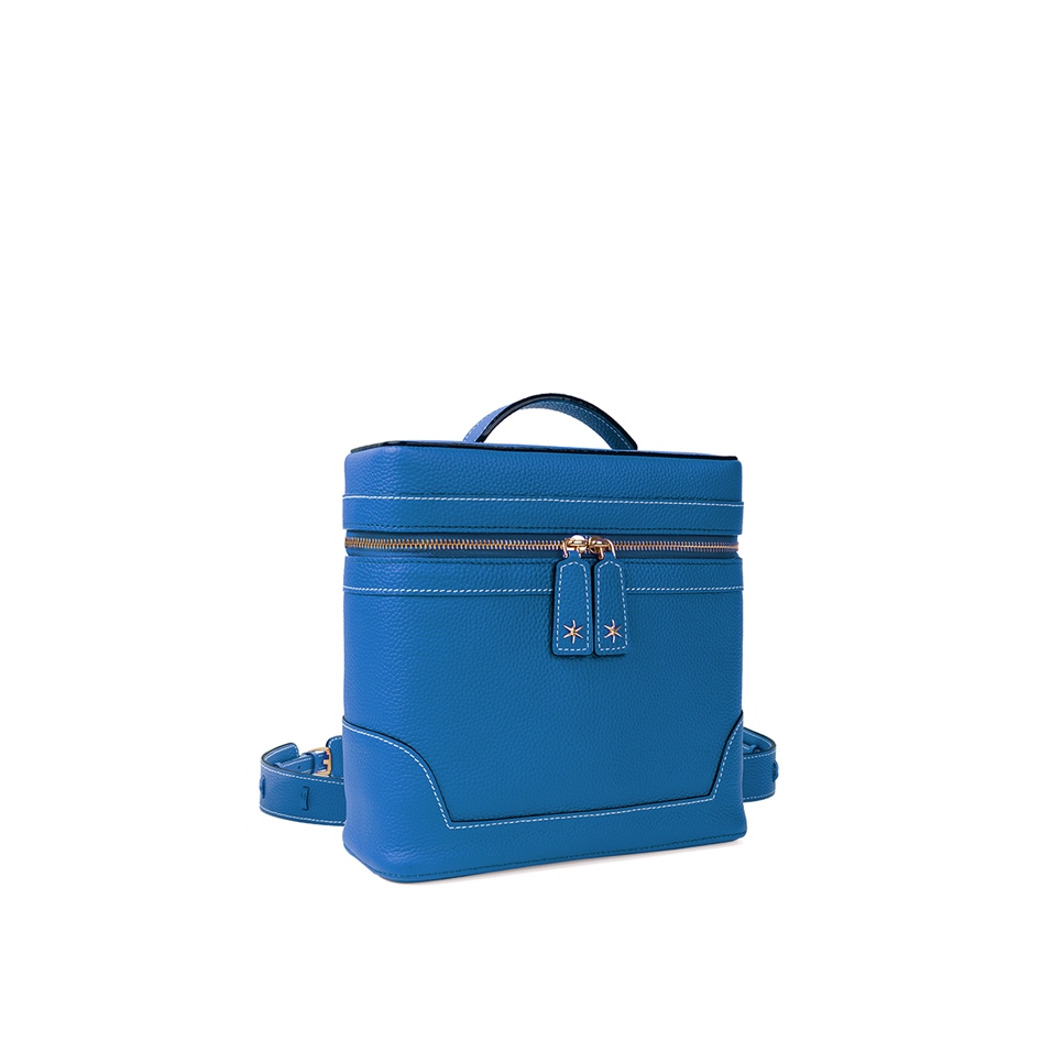 'Écrins' Sac à dos Cuir Nappa Cyan & Or