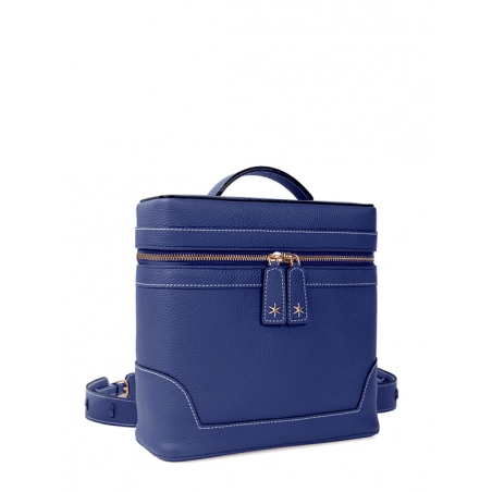 'Écrins' Nappa Leather backpack Deep Blue & Gold