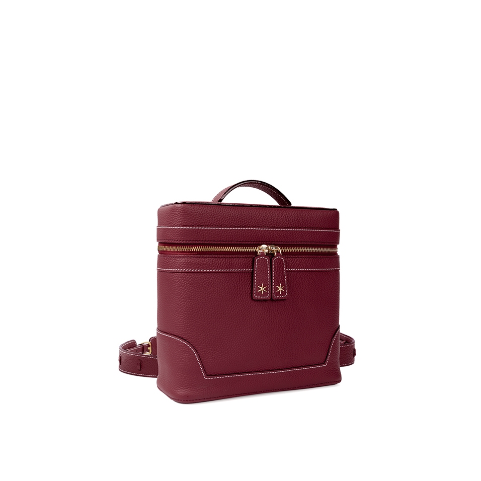 'Écrins' Sac à dos Cuir Nappa Bordeaux & Or