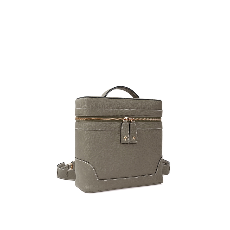 'Écrins' Nappa Leather backpack Elephant grey & Gold