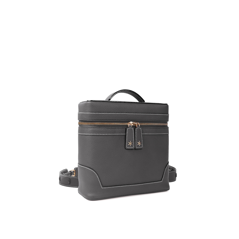 'Écrins' Sac à dos Cuir Nappa Ardoise & Or