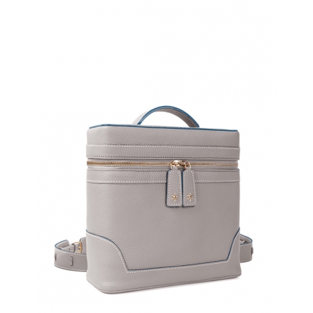 'Écrins' Nappa Leather backpack Pearl grey & Gold