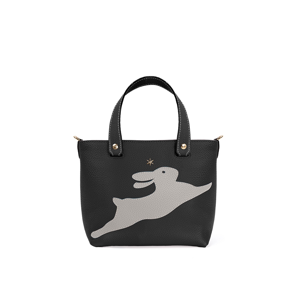 'En L'Air le Sac Lièvre' Nappa Leather Handbag Black & Gold