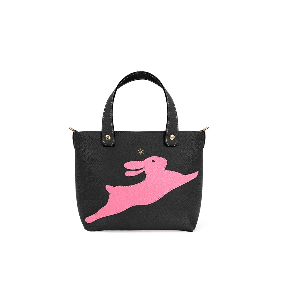 'En L'Air le Sac Lièvre' Sac Cabas Cuir Nappa Ébène & Or