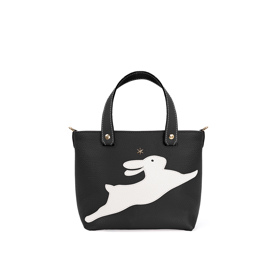 'En L'Air le Sac Lièvre' Sac Cabas Cuir Nappa Ébène & Or