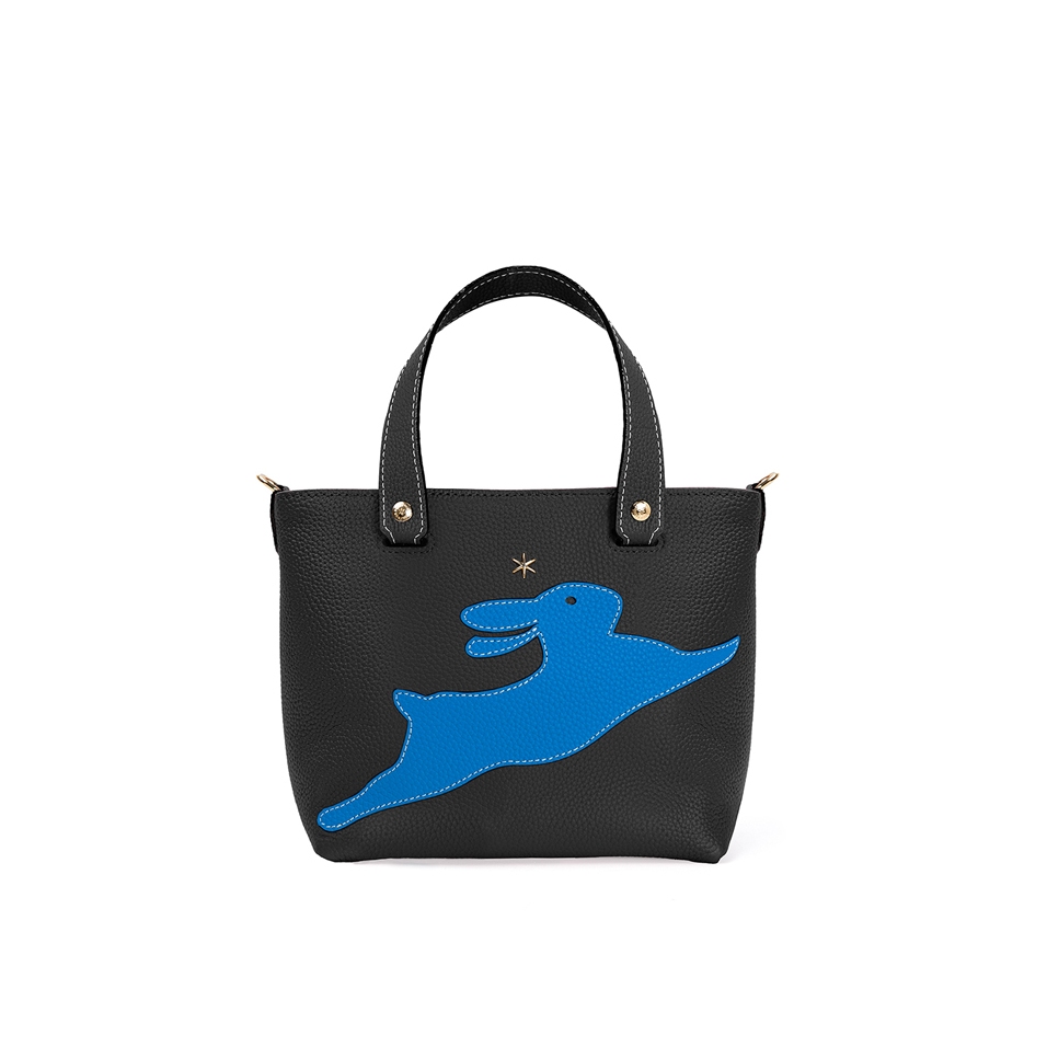 'En L'Air le Sac Lièvre' Nappa Leather Handbag Black & Gold