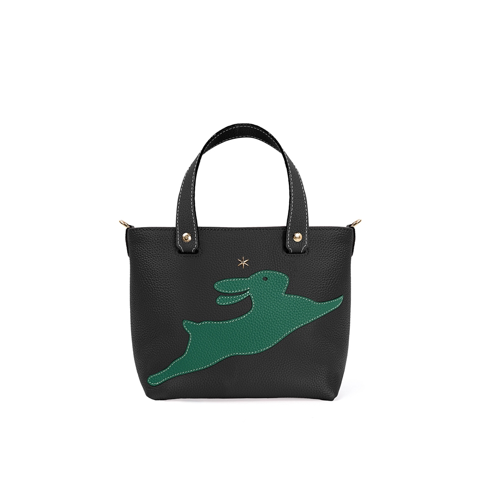 'En L'Air le Sac Lièvre' Sac Cabas Cuir Nappa Ébène & Or