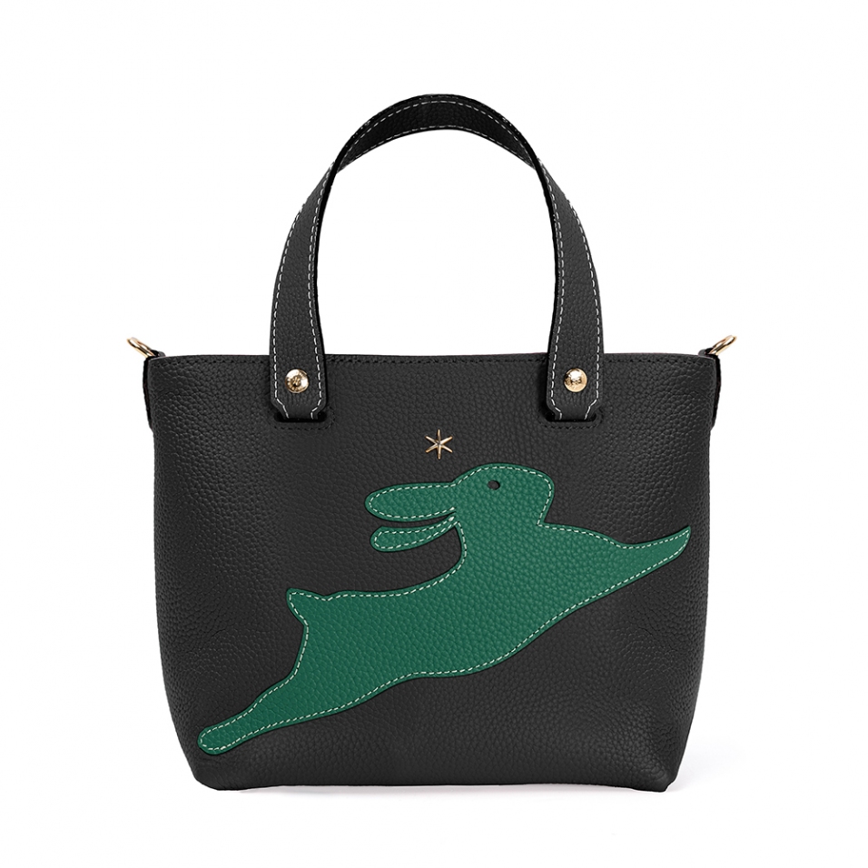 'En L'Air le Sac Lièvre' Sac Cabas Cuir Nappa Ébène & Or