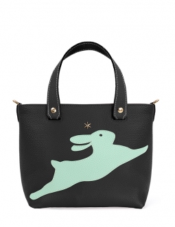 'En L'Air le Sac Lièvre' Sac Cabas Cuir Nappa Ébène & Or