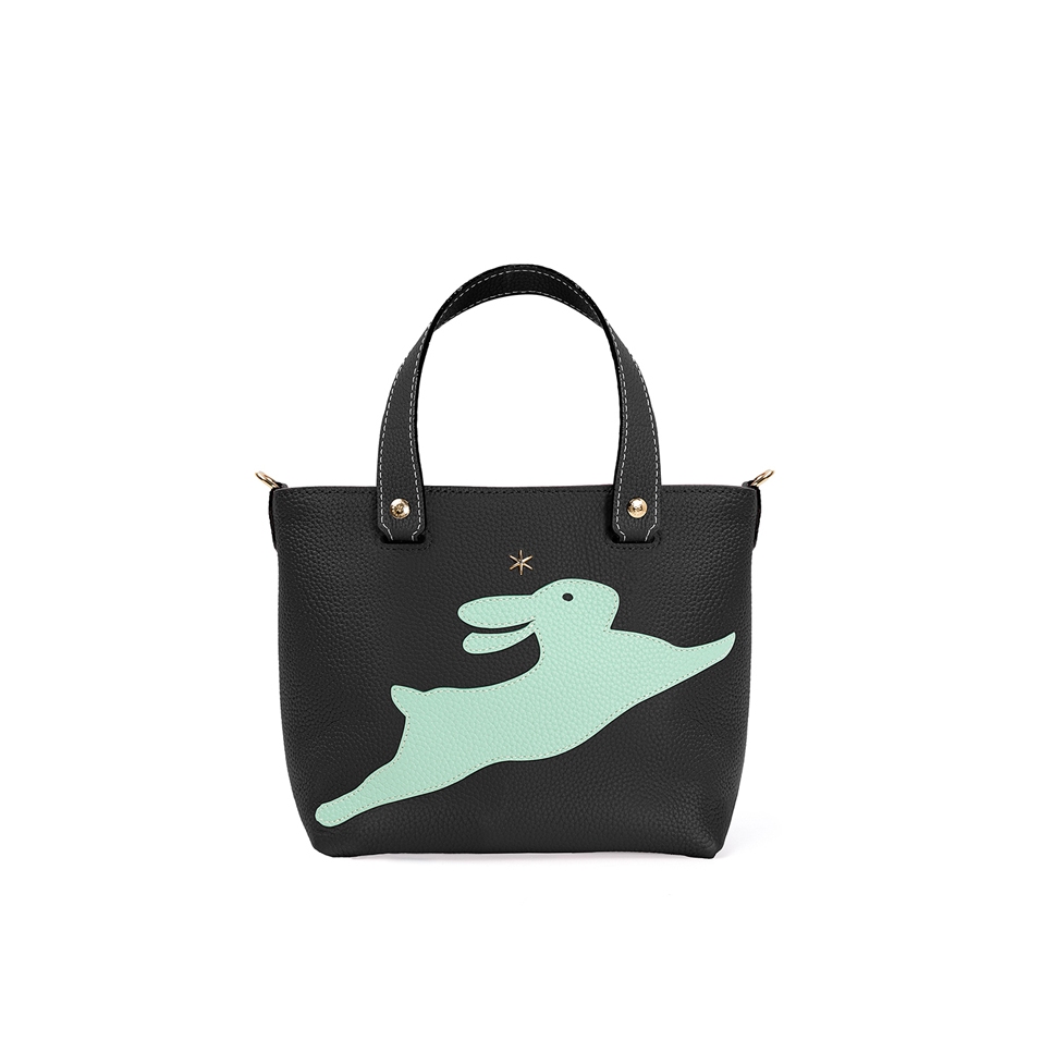 'En L'Air le Sac Lièvre' Nappa Leather Handbag Black & Gold
