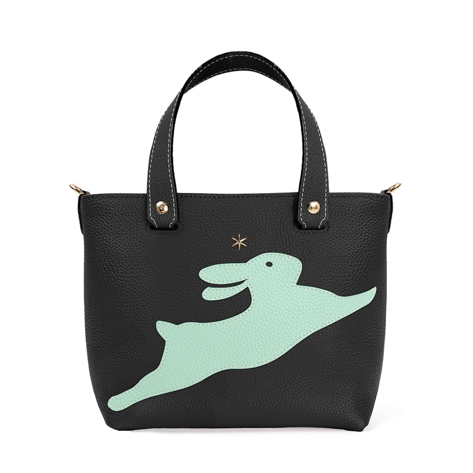 'En L'Air le Sac Lièvre' Sac Cabas Cuir Nappa Ébène & Or