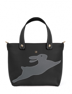 'En L'Air le Sac Lièvre' Nappa Leather Handbag Black & Gold