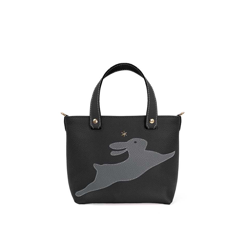 'En L'Air le Sac Lièvre' Nappa Leather Handbag Black & Gold