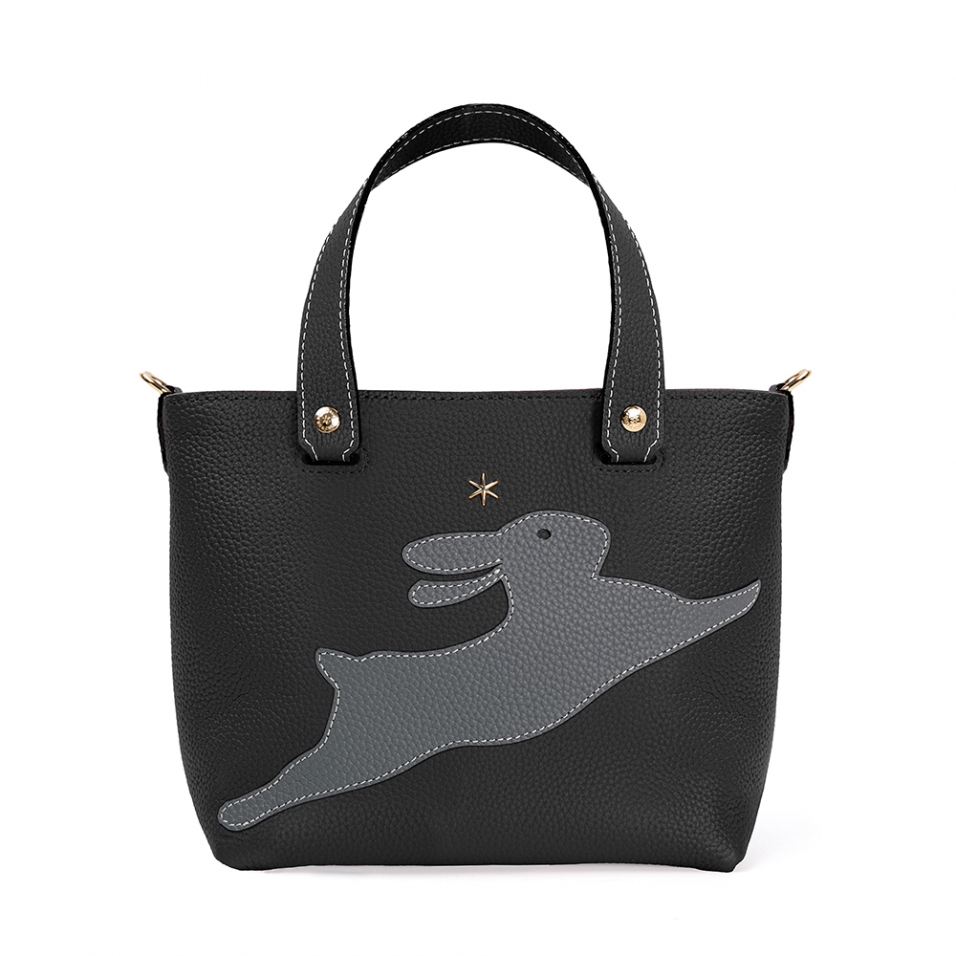 'En L'Air le Sac Lièvre' Sac Cabas Cuir Nappa Ébène & Or
