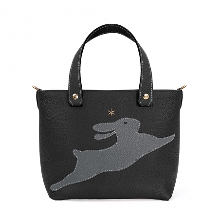 'En L'Air le Sac Lièvre' Nappa Leather Handbag Black & Gold