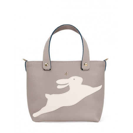 'En L'Air le Sac Lièvre' Nappa Leather Handbag Pearl Grey & Gold