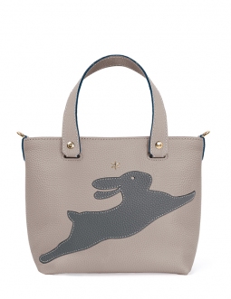 'En L'Air le Sac Lièvre' Nappa Leather Handbag Pearl Grey & Gold
