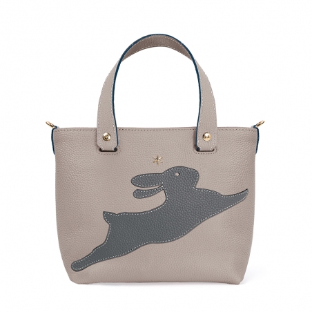 'En L'Air le Sac Lièvre' Nappa Leather Handbag Pearl Grey & Gold