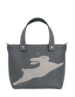 'En L'Air le Sac Lièvre' Sac Cabas Cuir Nappa Ardoise & Or