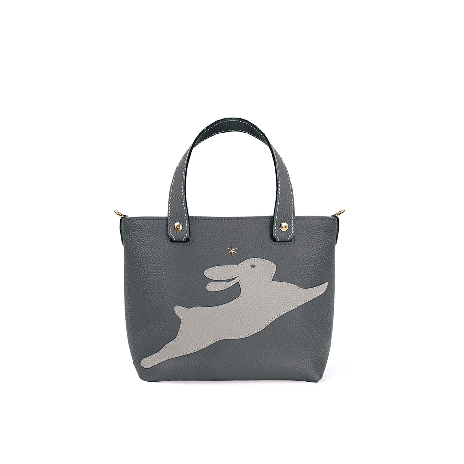 'En L'Air le Sac Lièvre' Nappa Leather Handbag Ardoise & Gold