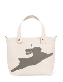 'En L'Air le Sac Lièvre' Sac Cabas Cuir Nappa Crème & Or