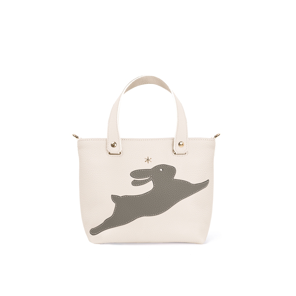 'En L'Air le Sac Lièvre' Sac Cabas Cuir Nappa Crème & Or