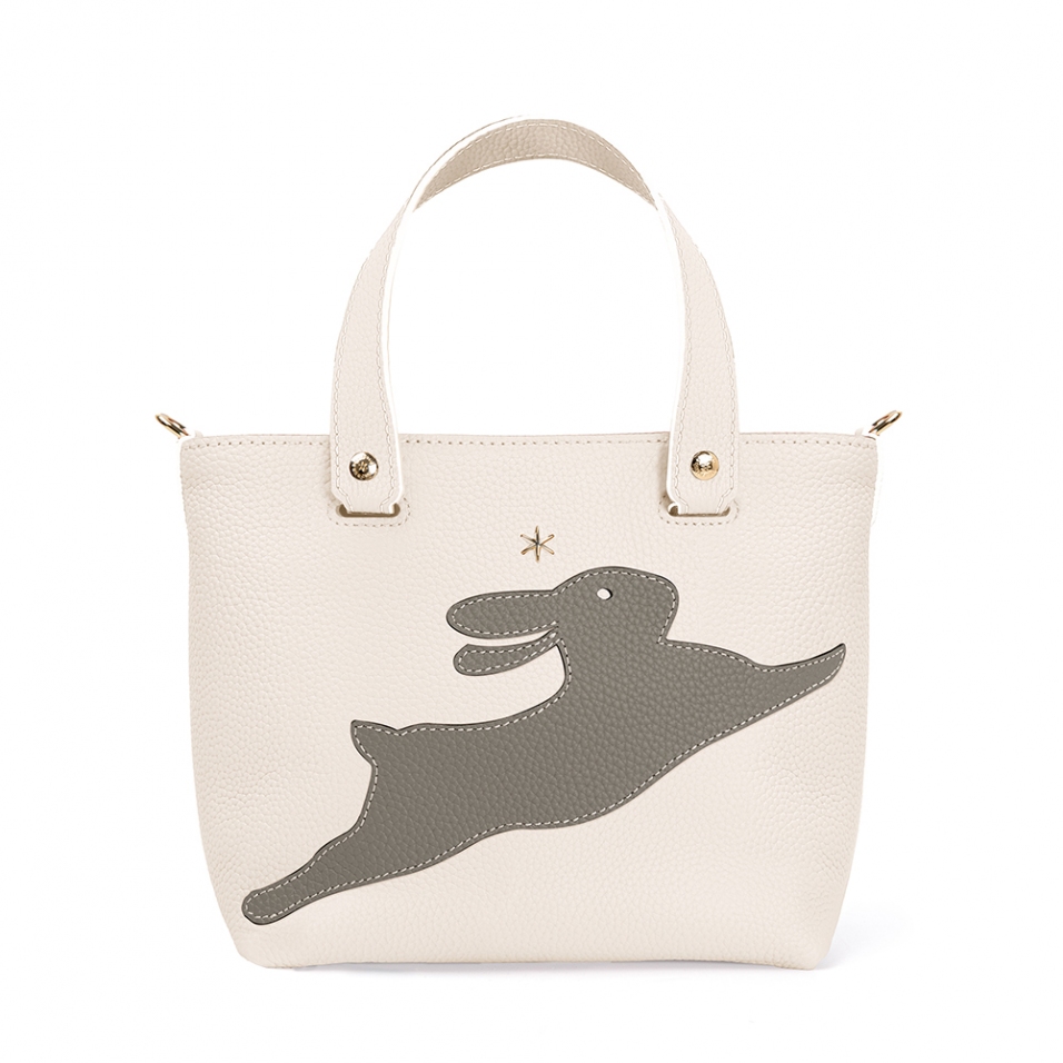 'En L'Air le Sac Lièvre' Sac Cabas Cuir Nappa Crème & Or
