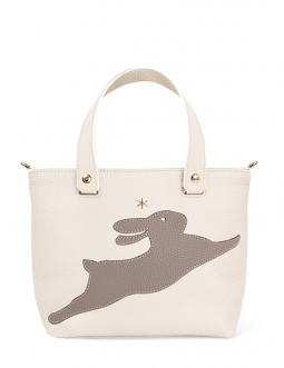 'En L'Air le Sac Lièvre' Sac Cabas Cuir Nappa Crème & Or