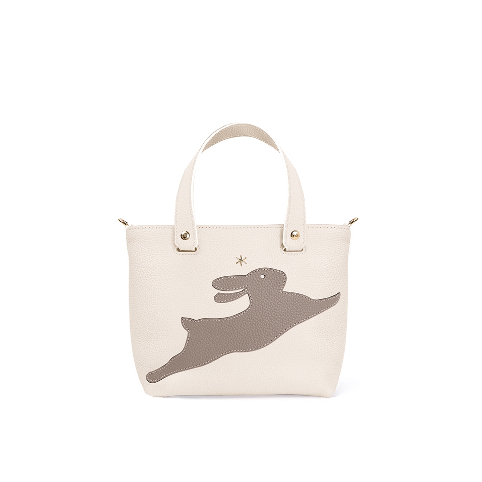 'En L'Air le Sac Lièvre' Nappa Leather Handbag Cream & Gold
